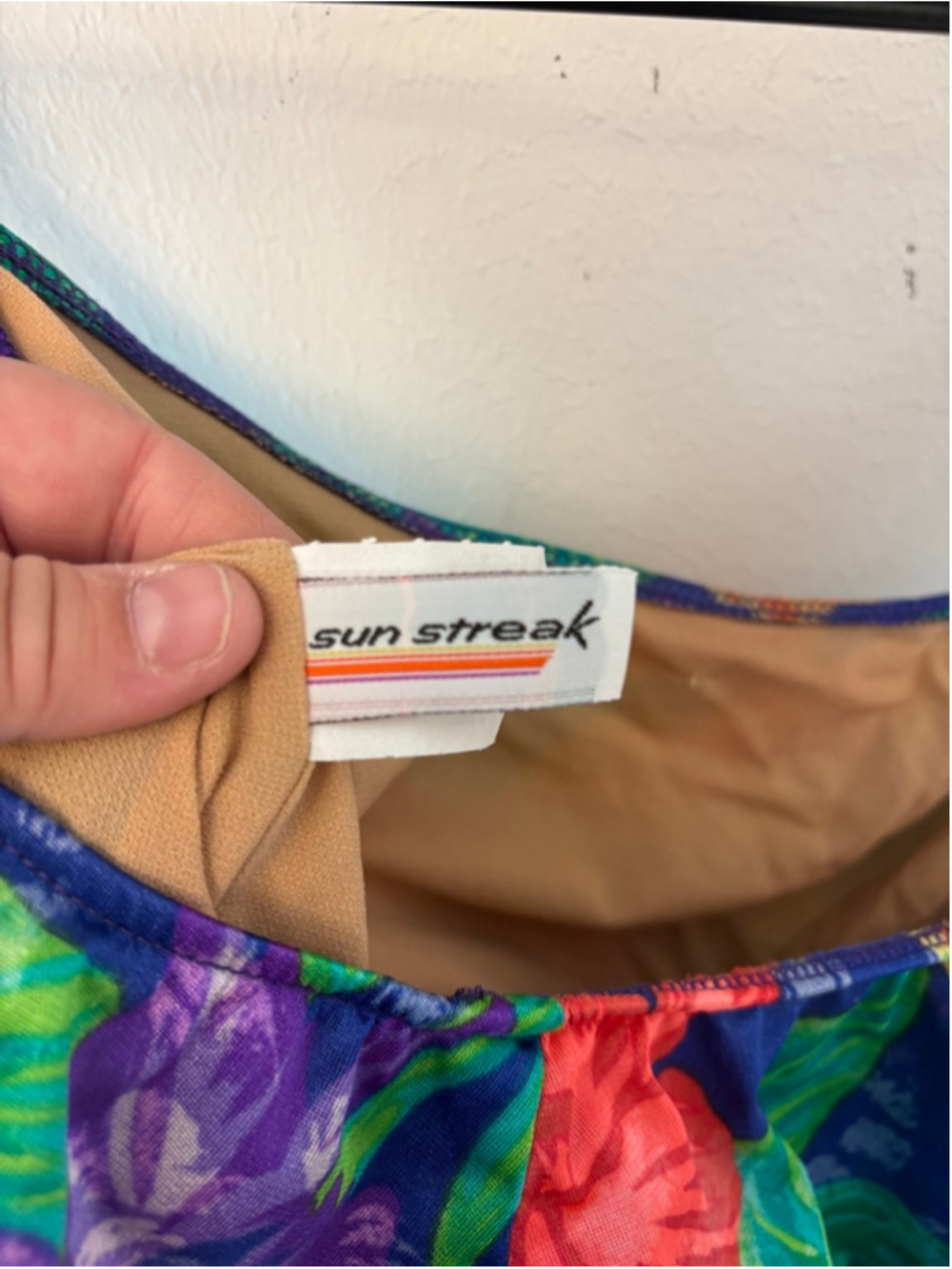 Vintage Sun Streak Tropical Swimsuit Size 8 Floral One Piece Skirted - Picture 9 of 11